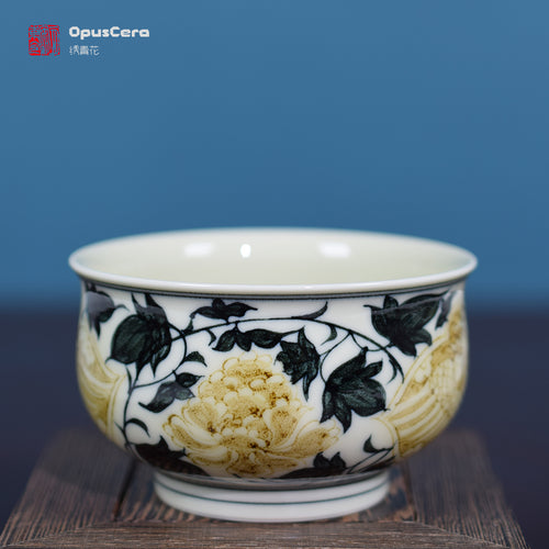 The Butterfly Whisper Gaiwan - Hand-Painted Doucai Porcelain | OpusCera